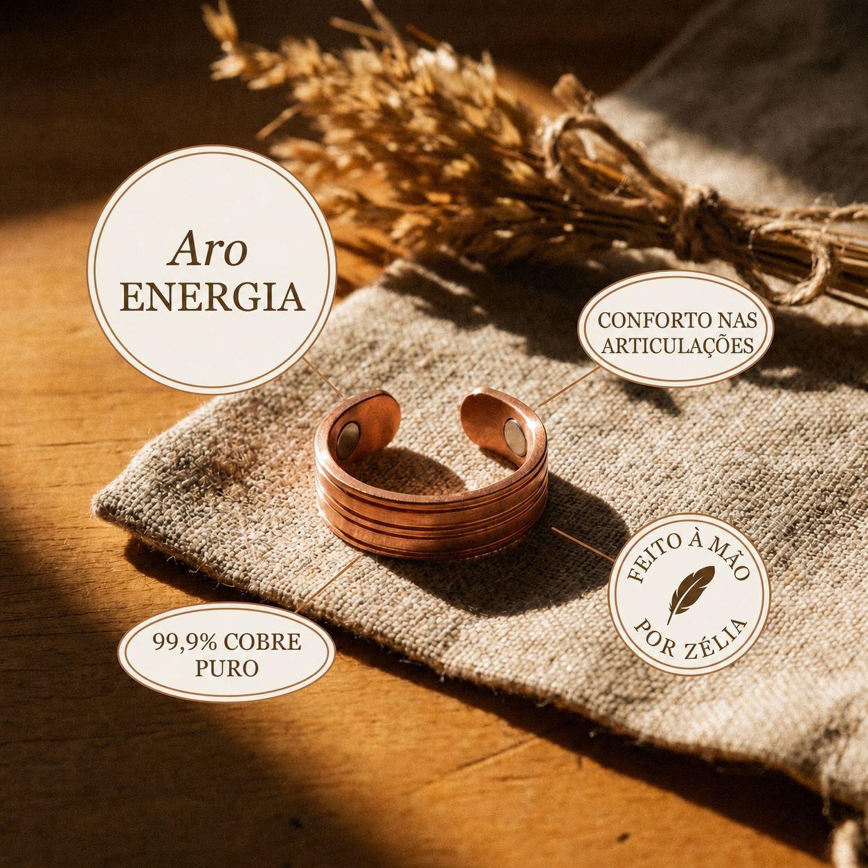 Zélia Cobre Anel Aro