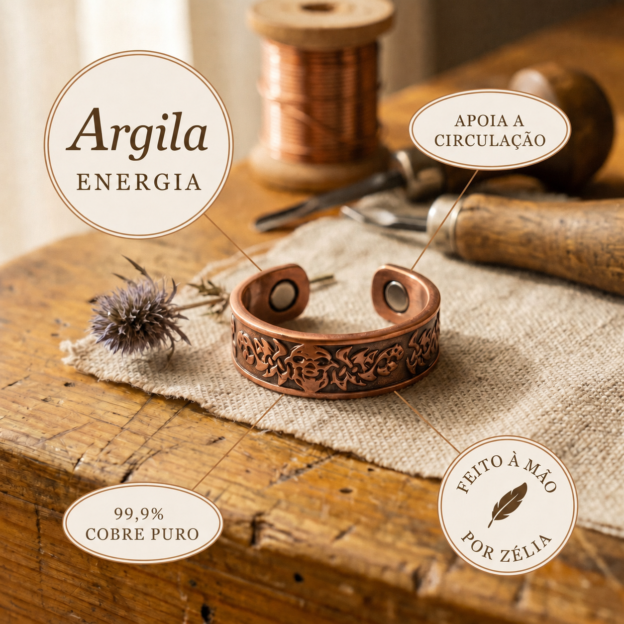 Zélia Cobre Anel Argila