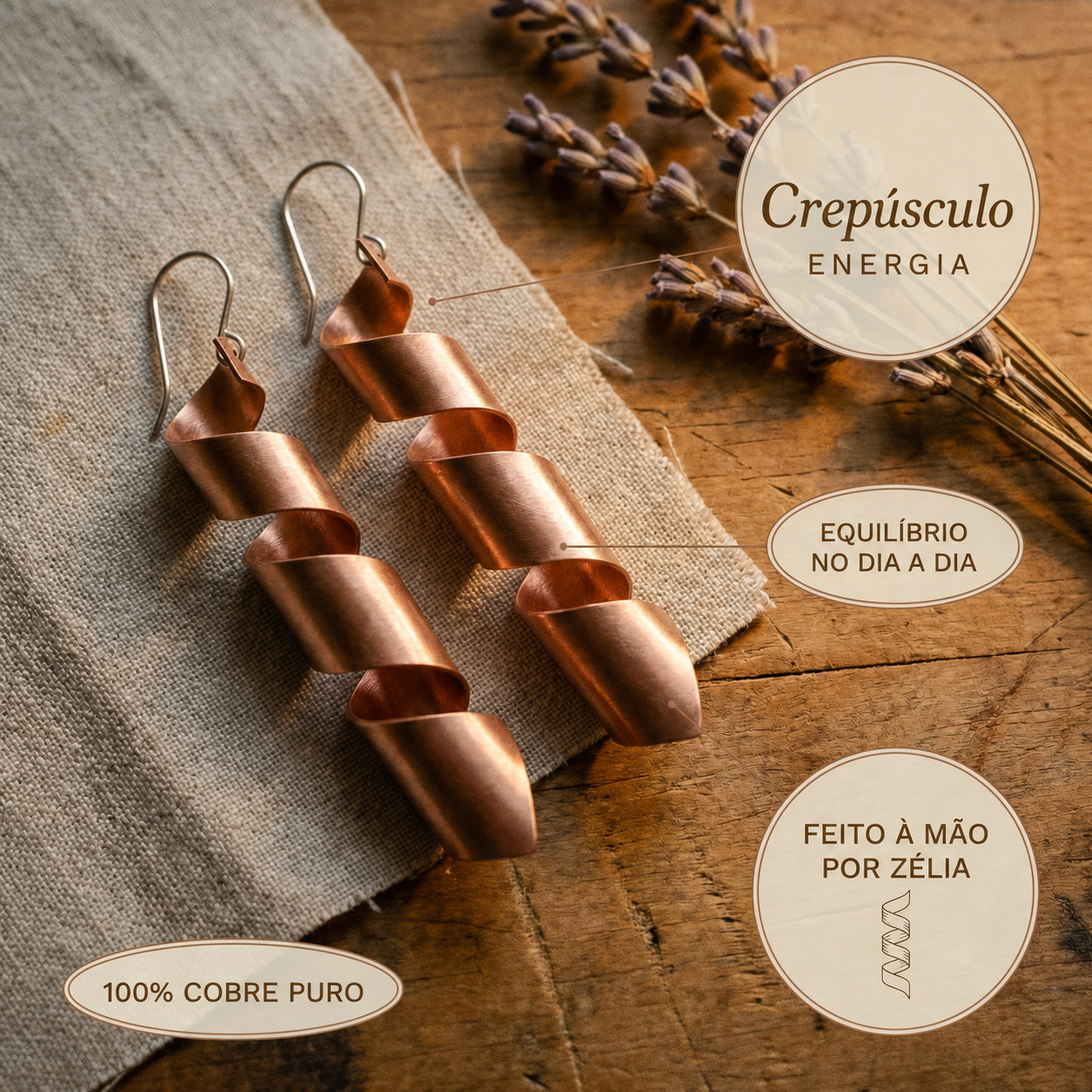 Zélia Cobre Brincos Crepúsculo