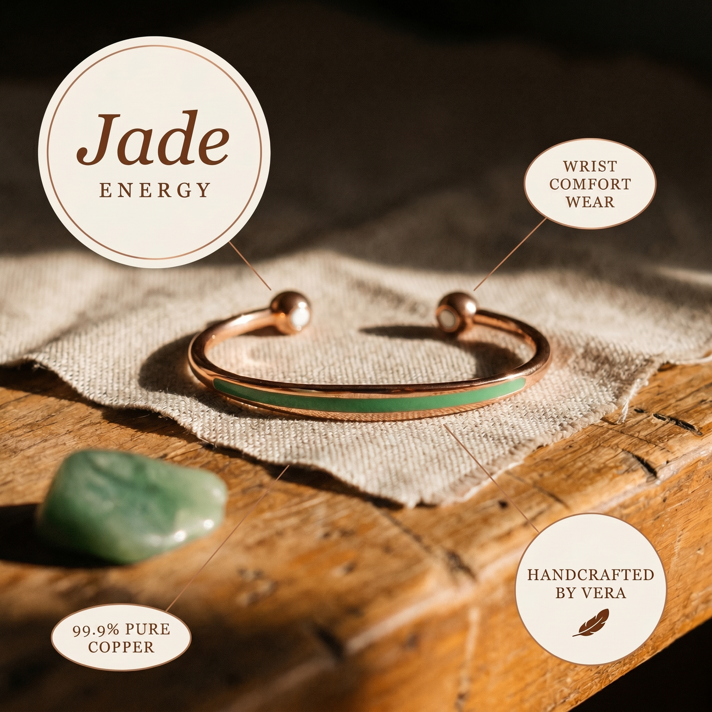 Zélia Cobre Pulseira Jade