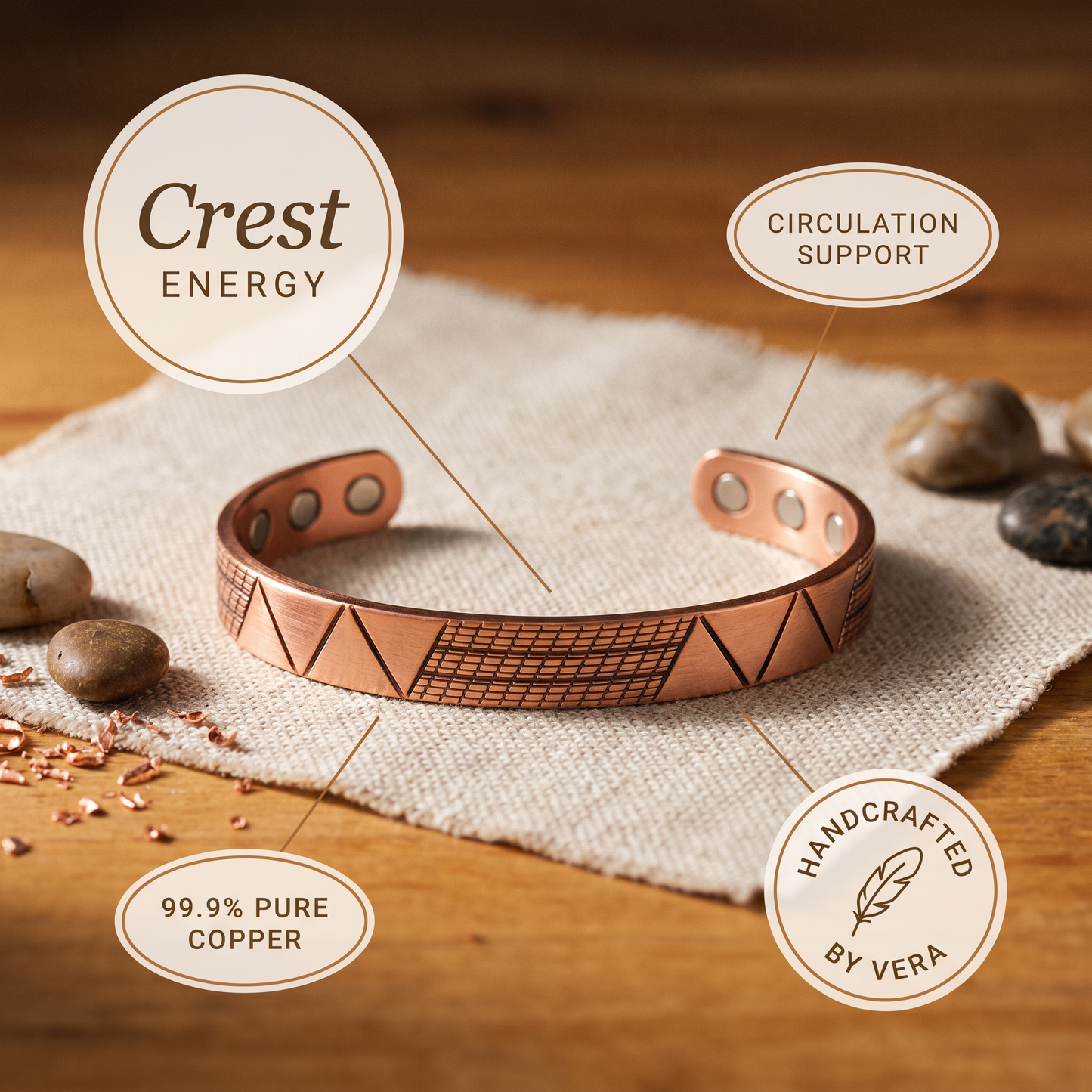 Zélia Cobre Pulseira Crista