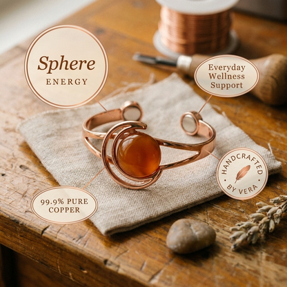 Zélia Cobre Pulseira Esfera Laranja