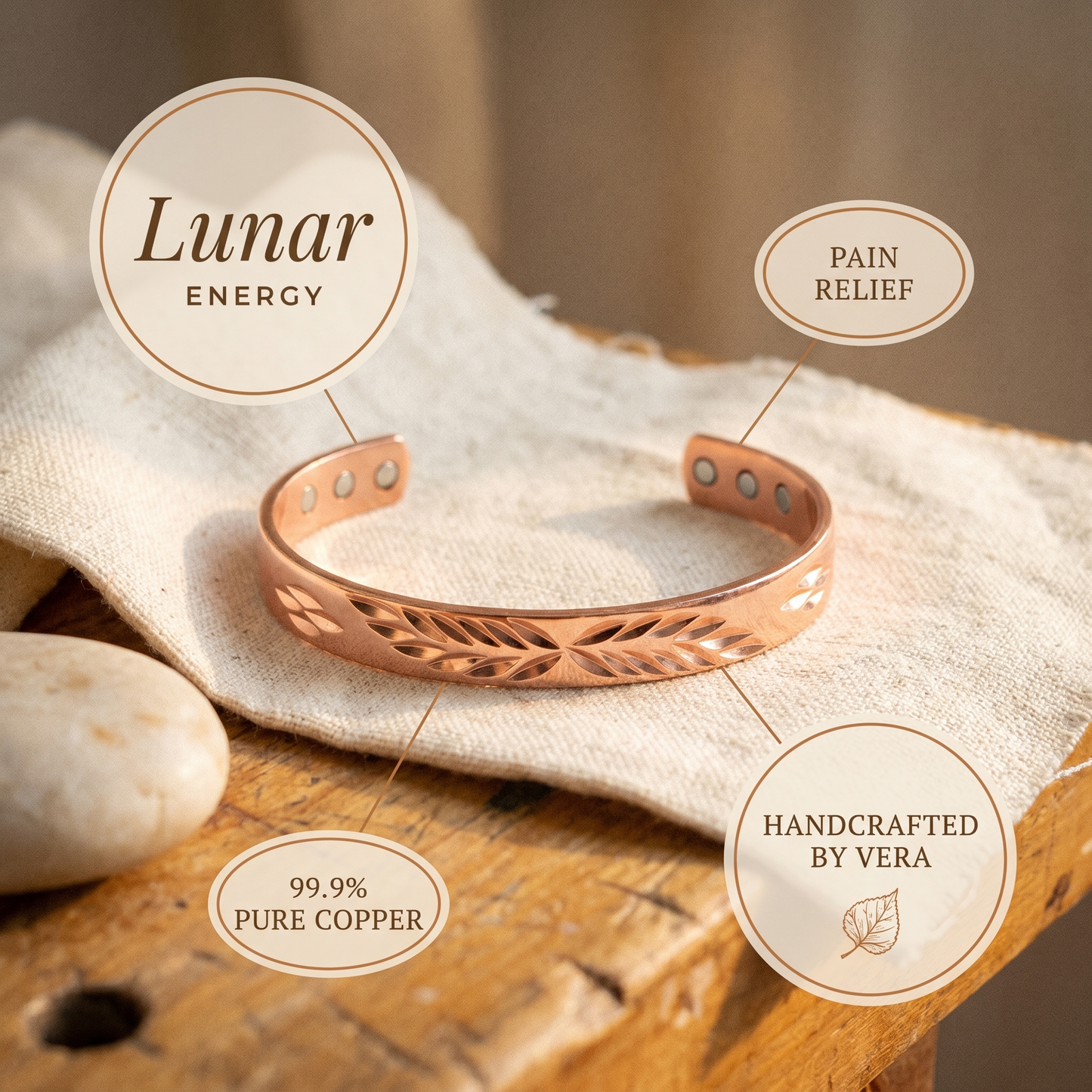 Zélia Cobre Pulseira Lunar