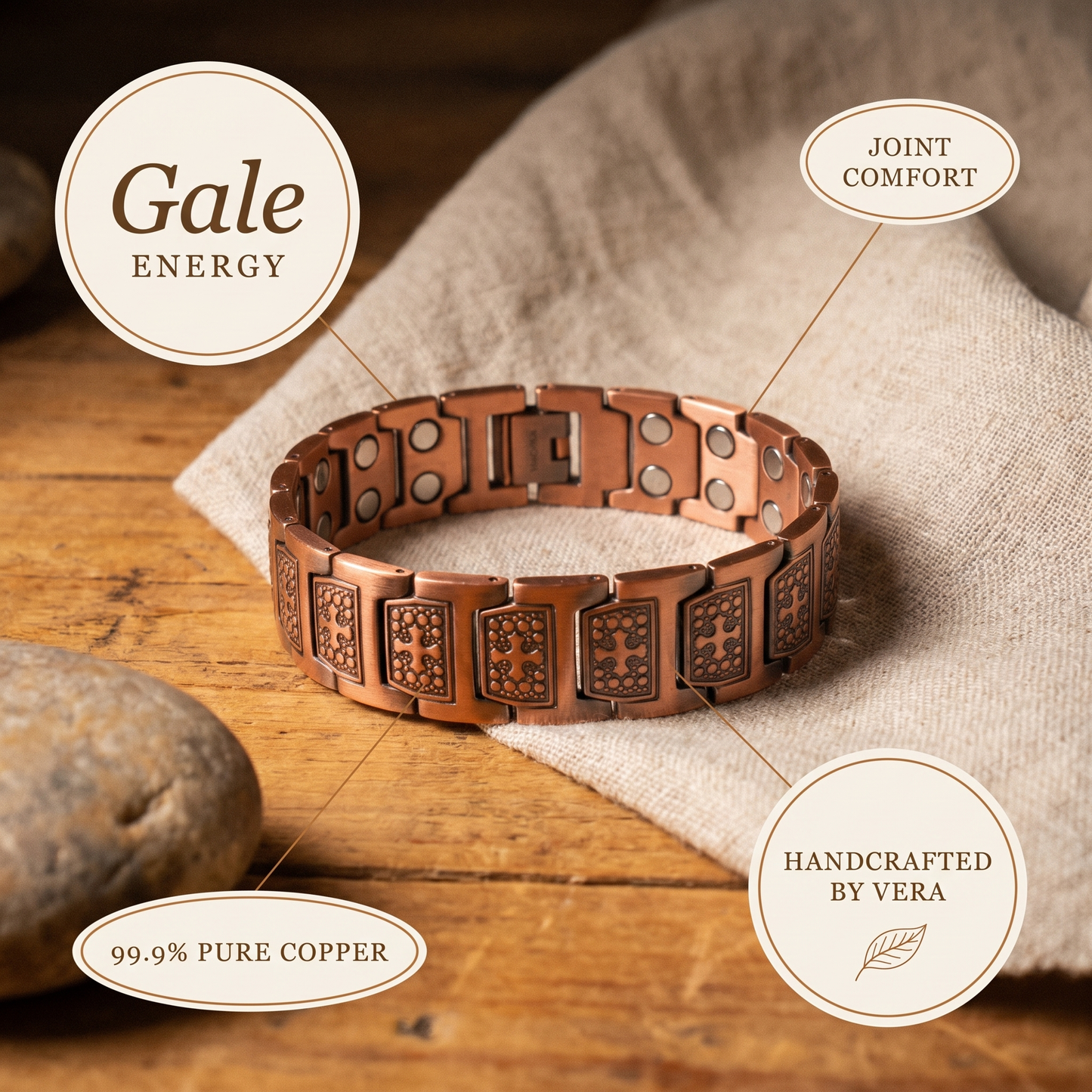 Zélia Cobre Pulseira Masculino Vendaval