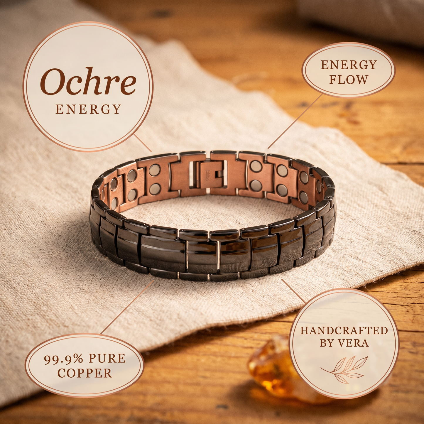 Zélia Cobre Pulseira Masculino Ocre