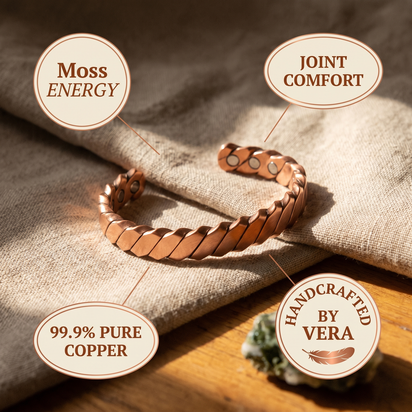 Zélia Cobre Pulseira Musgo